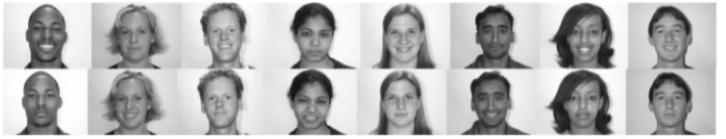 Fig. 1 Photographs used in the current study. Participants assessed either the faces in the upper or those in the lower row