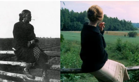 Figure 6 Tarkovsky’s mother (left); A scene from Mirror (right) 