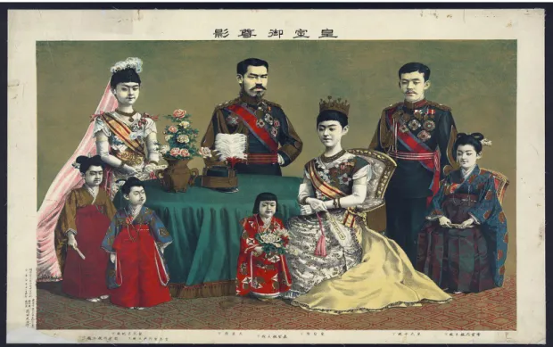 Figure 2.2  The Imperial Family dressed in Western attire except for the children who still don  the traditional kimono