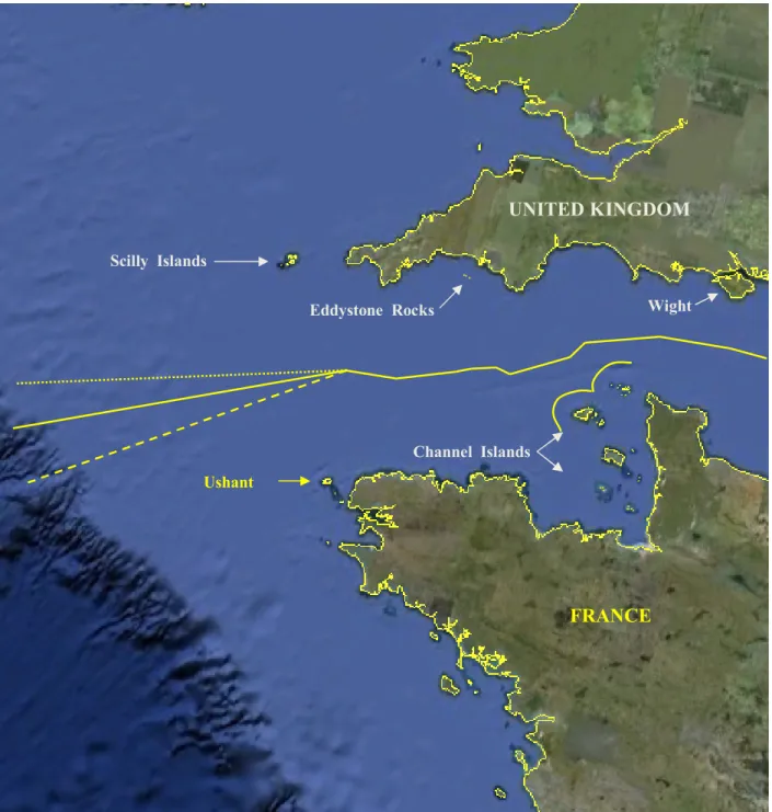 Figure 3 Court’s Decision: French Claim: U.K. Claim:  UNITED KINGDOM FRANCE           Channel  Islands           Scilly  Islands Ushant 