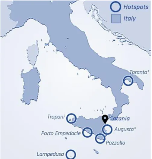 Figure 2- The Map of the Identified Hotspots in Italy at the First Stage 