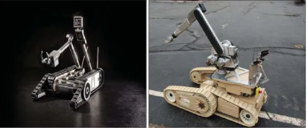 Figure 1.4 Packbot 510 (left) and Warrior 710 (right) robots [23],[24] 