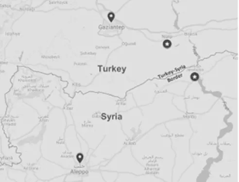 FIGURE 1 —Location of Nizip District of Gaziantep Province in Turkey and Jarabulus District of Aleppo in Syria