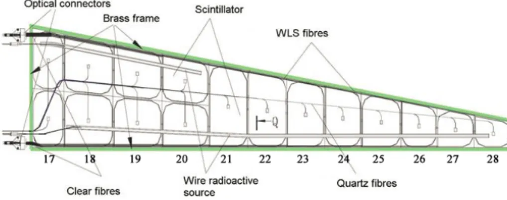 Figure 2 . Schematic of the CMS hadron endcap calorimeter scintillator megatiles tiles for tiles in layer 11