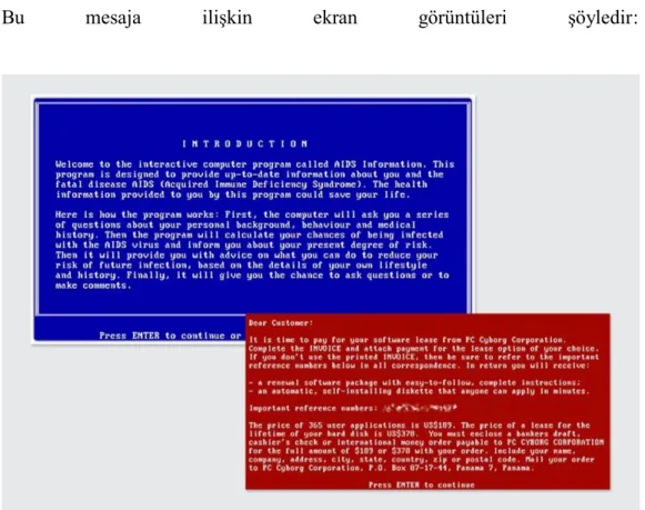 Şekil 4: AIDS Truva Atı fidye yazılımı saldırısı ekran görüntüsü 