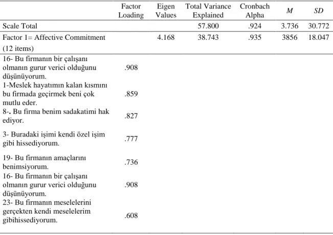 Table 3.2.: Factor results of the Organizational Commitment Scale 