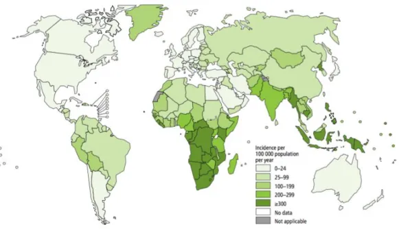 Figure 3: Estimated TB incidence rates of 2016 