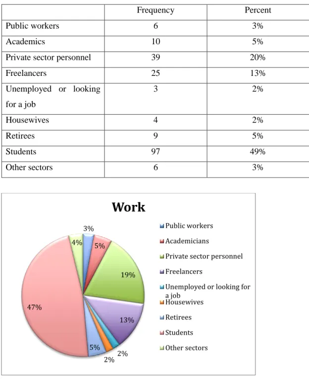 Table 8. Profession distribution of participants. 