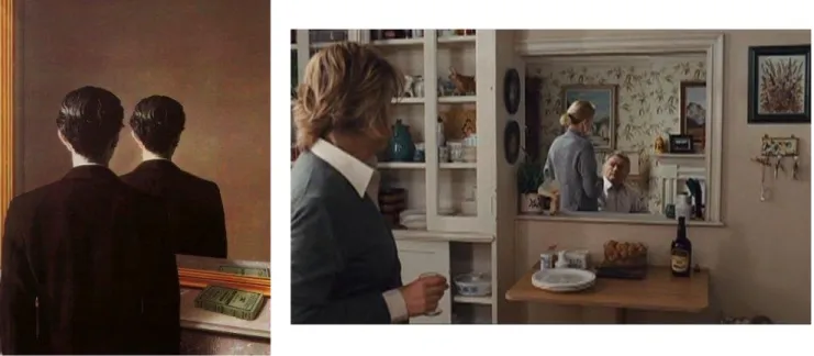 Figure 3: Rene Magritte’s Not to Be Reproduced and a screen shot from Eastern Promises