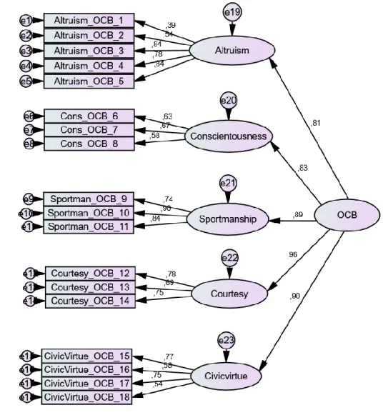 Figure 6: Factor Loadings and Path Diagram for the OCB 