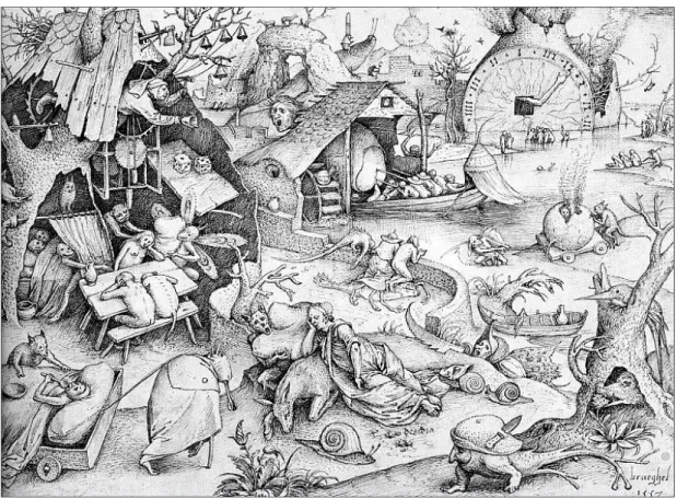 Fig: 1.Pieter Brueghel the Elder depicts the Acedia in his engraving The Seven Deadly Sins 