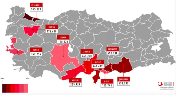 Figure  3.2  Map  of  Distribution  of  Syrians  Under  Temporary  Protection  by  Top  10 