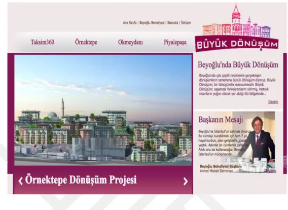 Şekil 3.2. Beyoğlu Belediyesine Ait “Beyoğlu Büyük Dönüşüm” adlı web sayfası 