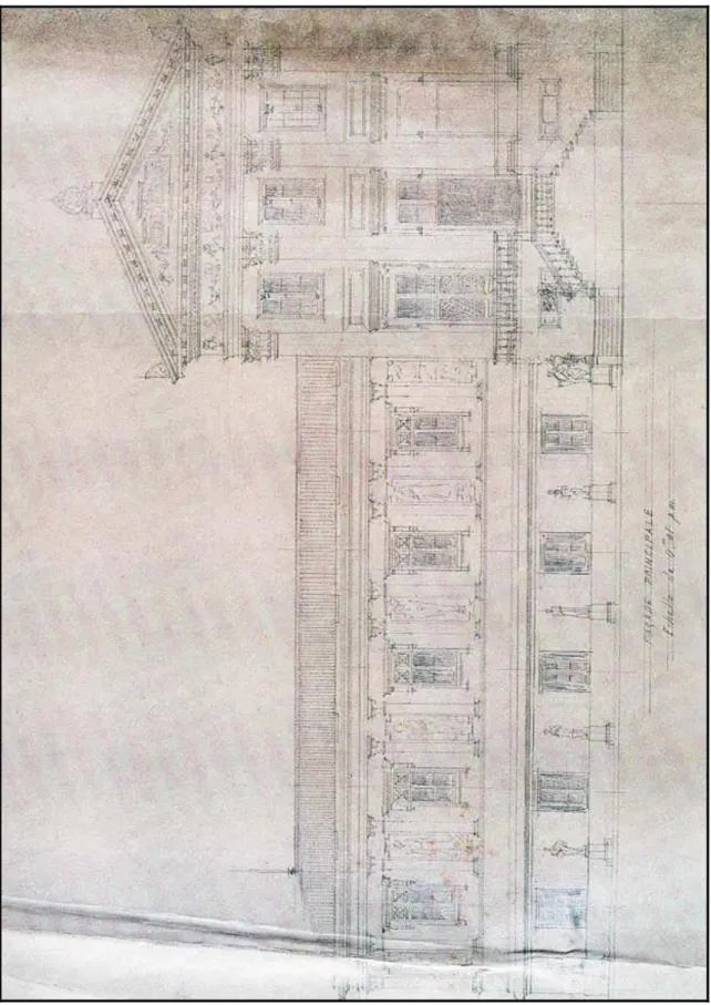 Fig. 12 Drawing of the façade of the principle building of the new Ottoman Imperial  Museum by Alexandre Vallaury [Cezar, 1995] 