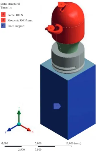 Figure 2: Isometric view of the FEA initial conditions.