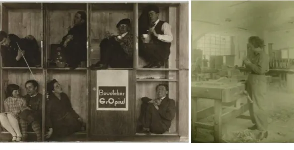 Şekil 16. Solda: “Bauatelier Gropius” stüdyosu öğrencileri, 1927/1928, Ursula Kirsten-Collein