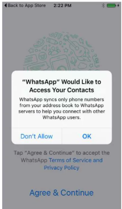 Şekil 4: WhatsApp Erişim İzni - iPhone Örneği  5