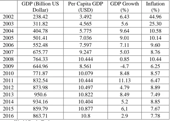 Table 2.8 Main Economic Indicators Between 2002 and 2016 