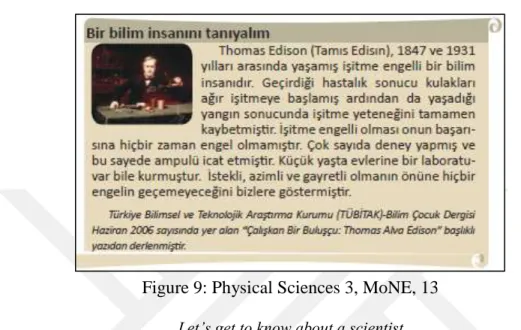 Figure 9: Physical Sciences 3, MoNE, 13  Let’s get to know about a scientist 
