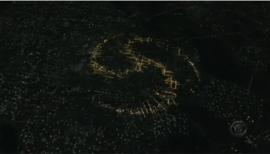 Figure 6 Fr actal pattern vi a city lights on the infecte d are as of the city. 