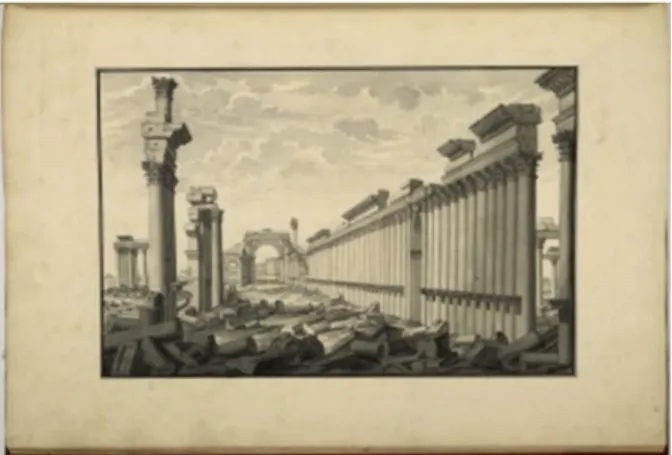 Figure 1: Drawing of the colonnaded street by Giovanni Battista  Borra. 