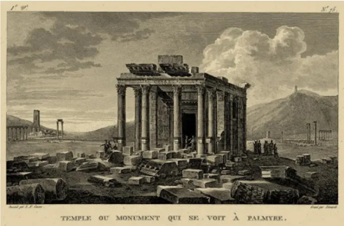 Figure 2: Drawing of Temple of Baalshamin by Louis François  Cassas. 