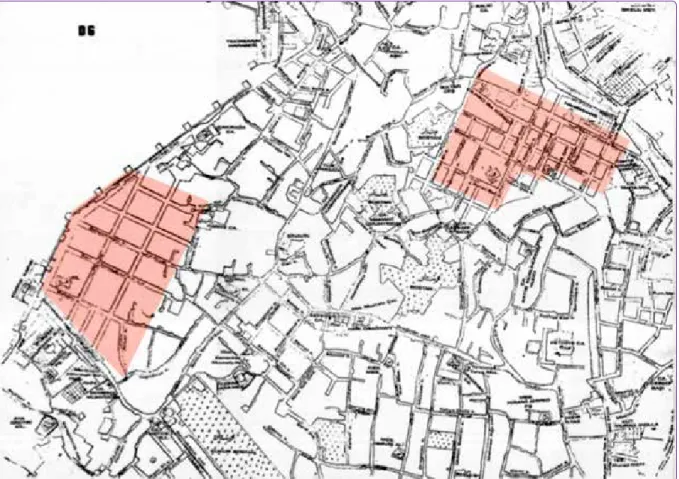 Figure 5. Piecemeal regularized fabric around the city walls, Edirnekapı (Ayverdi, 1958, map no