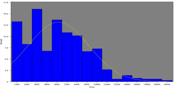 Figure 4.  Bitcoin Price Histogram 