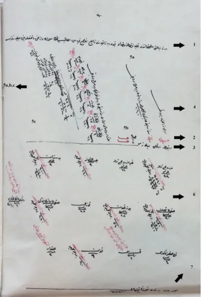 Figure 1. How to Decipher an Entry of the Income Tax Survey: Enumerated Image of an Representative Page from Temettu‘at Registers with  Explications (MVL