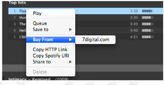 Figure 2.3: “Buy From” download option via 7digital (Spotify News, August 2009) 