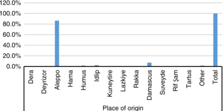 Figure 1. Place of origin of Syrians in Istanbul.