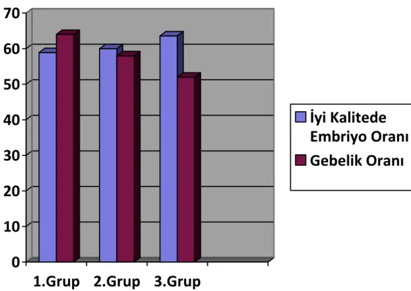 ġekil 2: Yönetmelik öncesi gruplarda iyi kalite embriyo ve gebelik oranları. 