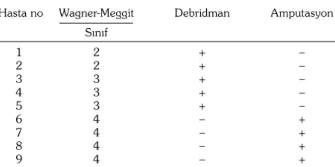 Tablo 1. Wagner-Meggitt sınıflaması  Sınıf