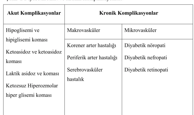 Şekil  2 Diyabetin Akut ve Kronik Komplikasyonları 