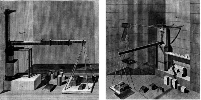 Şekil  4.8.a.  Soufflot’un  basınç  testi  yapan  makinesi.  Şekil  4.8.b.  Rondelet’in  basınç testi yapan makinesi (Rondelet 1832a: Tavola VII) 