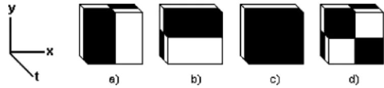 Fig. 3. Examples of cubic filters which are used in extraction of 3-D Haar-Like features.