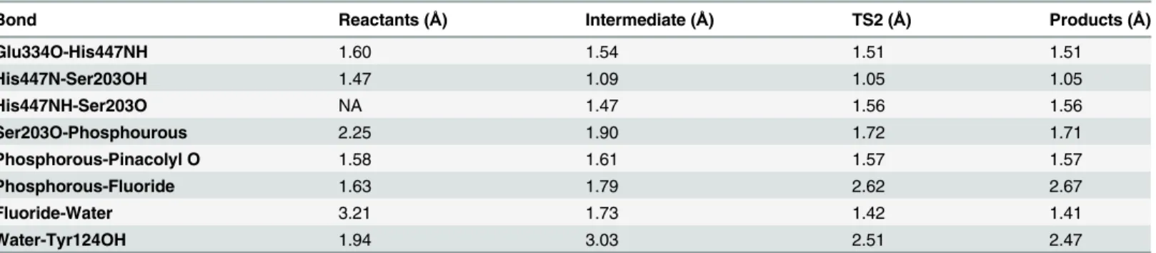 Table 1. Key bond lengths for atoms involved in the QM/MM calculations.