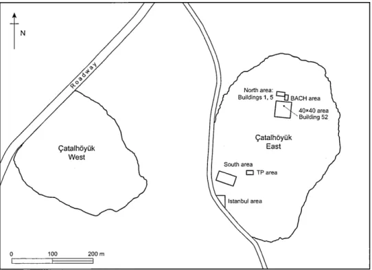 Figure 2. Map of the site of yatalhoyiik. Drawn by Alison Wilkins.