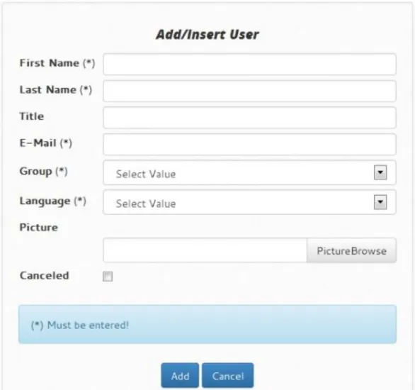 Figure 1 : Add / Insert User Form 