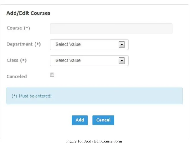 Figure 10 : Add / Edit Course Form 