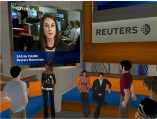 Şekil 8: Dünyada tanınan İngiliz haber ajansı Reuters, muhabirlerinden birini  reel dünyaya oyun içinden haber vermekte görevlendirip bu iş için özel bir web 