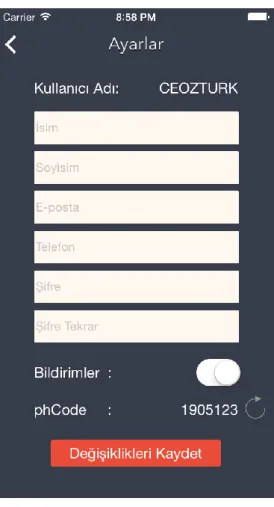 Figure 6.18: Settings screen 