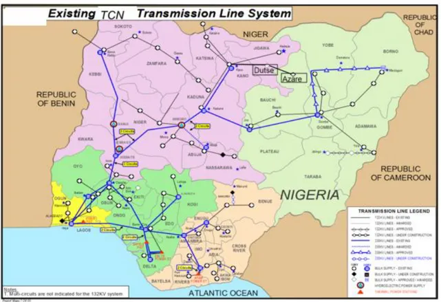 Figure 13: Transmission Line of Nigeria (Nigeria System Operator) 