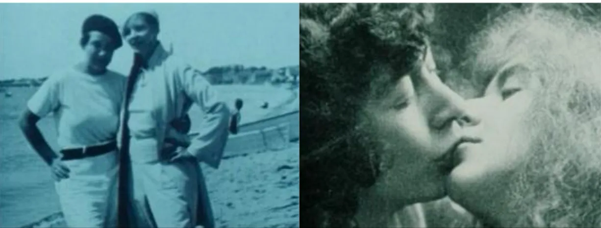 Figure 3.8  Screenshots. (From left to right) Thelma Wood and Djuna Barnes. Natalie Barney and  Renée Vivien