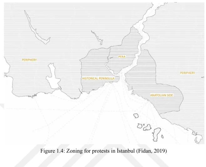 Figure 1.4: Zoning for protests in İstanbul (Fidan, 2019) 