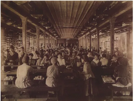 Figure 1.  Guillaume Berggren, ‘Main area for cigarette Production,’ ca. 1890. courtesy of Kadir Has  university, Istanbul.