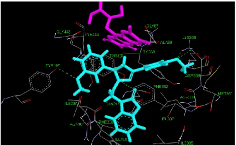Figure  4.1. 3-D view  of  ligand  1d3r and active  side  of  MAO-A at the  lowest  energy 