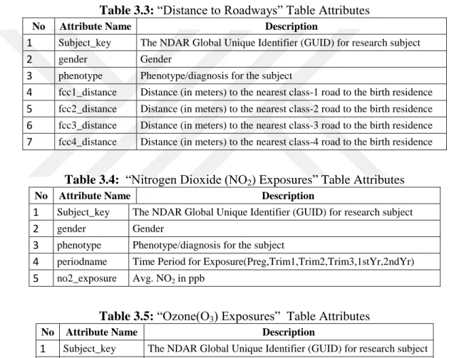 Table 3.3: “Distance to Roadways” Table Attributes 