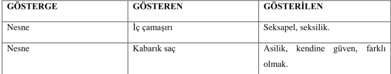 Tablo 2.2. Gösterge-Gösteren-Gösterilen Şeması 