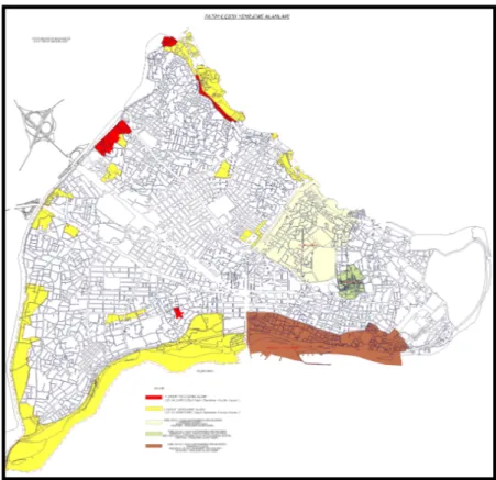 Şekil 5.1 Tarihi Yarımada Yenileme Alanları, (Fatih Belediyesi Etüd Proje Müdürlüğü, 2011)                                                   